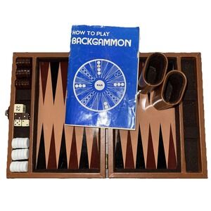 Classic Brown Backgammon Set with Blue Guidebook